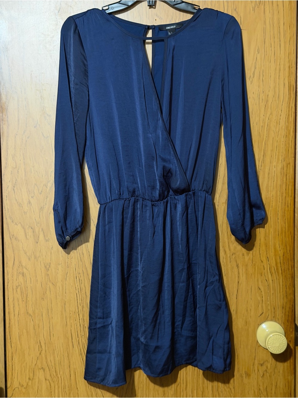Forever 21 Navy Long Sleeve Wrap-Style Dress